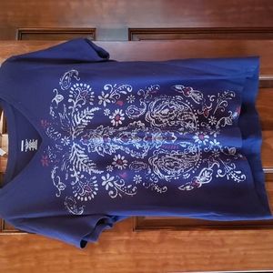 Large Navy Pattern Top